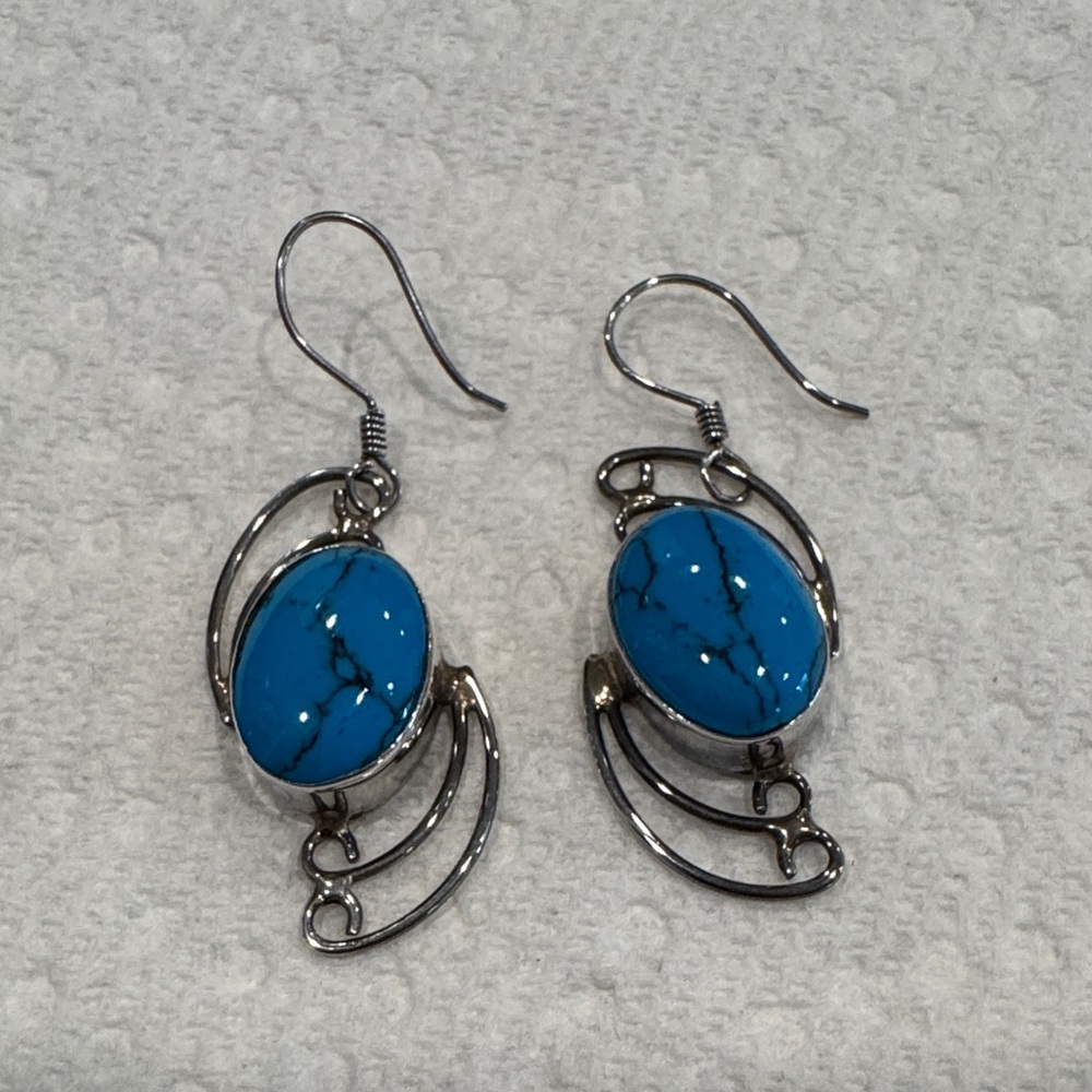 Elegant Silver and Blue Earrings